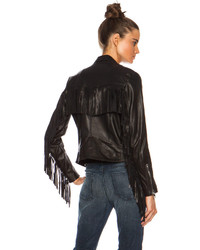 Theperfext Gina Fringe Leather Moto Jacket