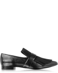 Proenza Schouler Black Leather And Suede Fringe Loafer