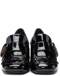 Prada Black Patent Fringed Loafer Heels
