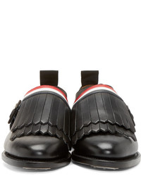 Thom Browne Black Striped Fringed Kiltie Shoe