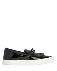 Chain On Patent Leather Slip On Sneakers