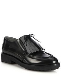 Robert Clergerie Fringed Lace Up Leather Loafers