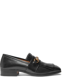 Gucci Gran Duca Horsebit Fringed Grained Leather Loafers
