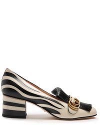 Gucci Marmont Fringed Zebra Appliqu Leather Loafers