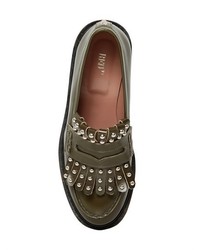 RED Valentino 20mm Studded Fringed Leather Loafers