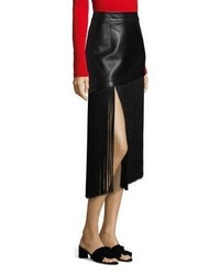 Helmut Lang Fringe Hem Mini Leather Skirt