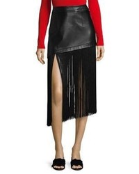 Helmut Lang Fringe Hem Mini Leather Skirt