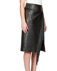 Sacai Fringed Leather Moto Skirt