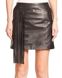Tamara Mellon Fringe Detail Leather Mini Skirt
