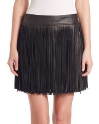 Polo Ralph Lauren Fringed Leather Mini Skirt