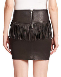 IRO Gin Fringe Trimmed Leather Skirt