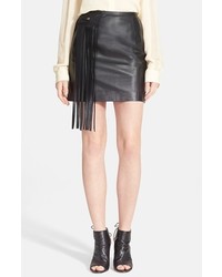 Tamara Mellon Lambskin Leather Miniskirt With Fringe