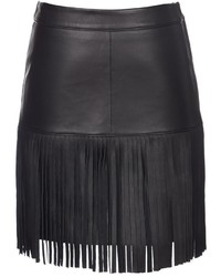Scoop Leather Fringe Mini Skirt