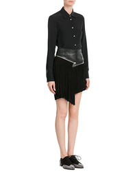 Dsquared2 Leather Mini Skirt With Suede Fringe