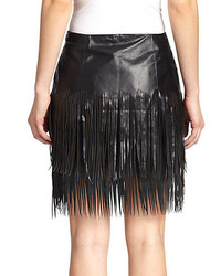 BLK DNM Leather Suede Fringe Skirt