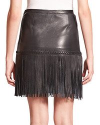 L'Agence Leo Leather Fringe Skirt