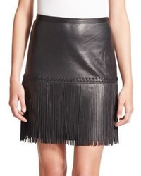 L'Agence Leo Leather Fringe Skirt