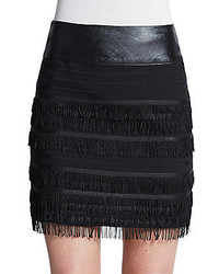 Saks Fifth Avenue RED Fringed Mini Skirt