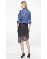 Asymmetrical Leather Fringe Skirt