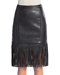 Bagatelle Fringe Faux Leather Skirt
