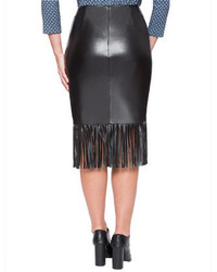 ELOQUII Plus Size Studio Faux Leather Fringe Skirt