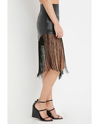 Forever 21 Fringed Faux Leather Skirt