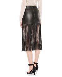 Maje Jones Leather Fringe Skirt