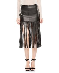 Maje Jones Leather Fringe Skirt