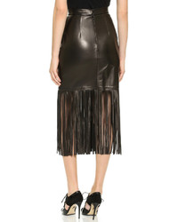 Tamara Mellon Leather Fringe Skirt