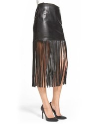 Trouv Faux Leather Fringe Skirt