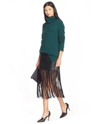 Trouv Faux Leather Fringe Skirt