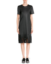 Cédric Charlier Faux Leather Dress With Fringe