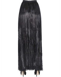 Elie Saab High Waisted Fringed Nappa Leather Skirt