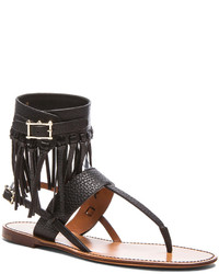 Valentino Fringe Thong Leather Sandals