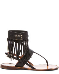 Valentino Fringe Thong Leather Sandals