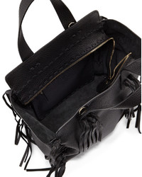 Valentino C Rockee Fringe Shopper Tote Bag Black