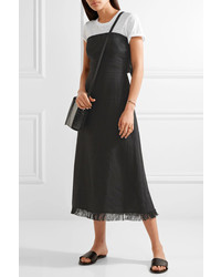 Theory Phyly Strapless Fringed Linen Midi Dress Black