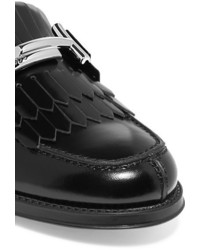 Tod's Fringed Glossed Leather Loafers Black