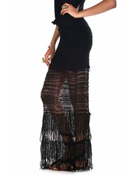 Nightcap Clothing Shredded Lace Skirt In Black