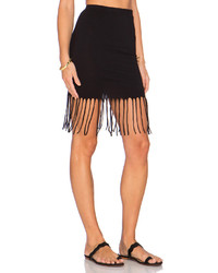 Bobi Pima Cotton Fringe Midi Skirt