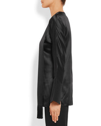 Givenchy Fringed Top In Black Silk Satin