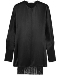 Givenchy Fringed Top In Black Silk Satin