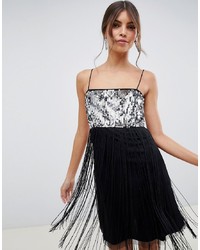 Black Fringe Sequin Cami Dress