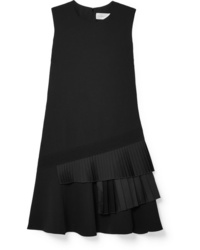 Victoria Victoria Beckham Asymmetric Pleated Crepe Mini Dress