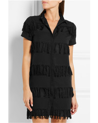 Prism Negril Fringed Cotton Gauze Shirt Dress Black