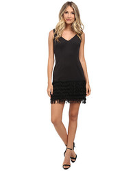 Adrianna Papell Ponte And Shift Fringe Dress