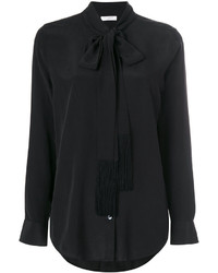 Equipment Tie Neck Blouse With Fringe Detail