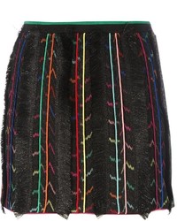 Black Fringe Silk Skirt