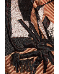 Roksanda Fringed Appliqud Silk Blend Midi Skirt Black