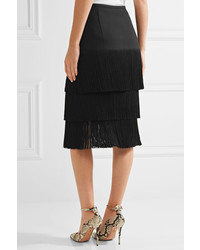 Michael Kors Michl Kors Collection Fringed Crepe Skirt Black